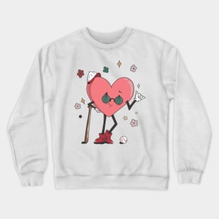 Baseball Heart Shirt, Retro Baseball Valentines Day Crewneck Sweatshirt